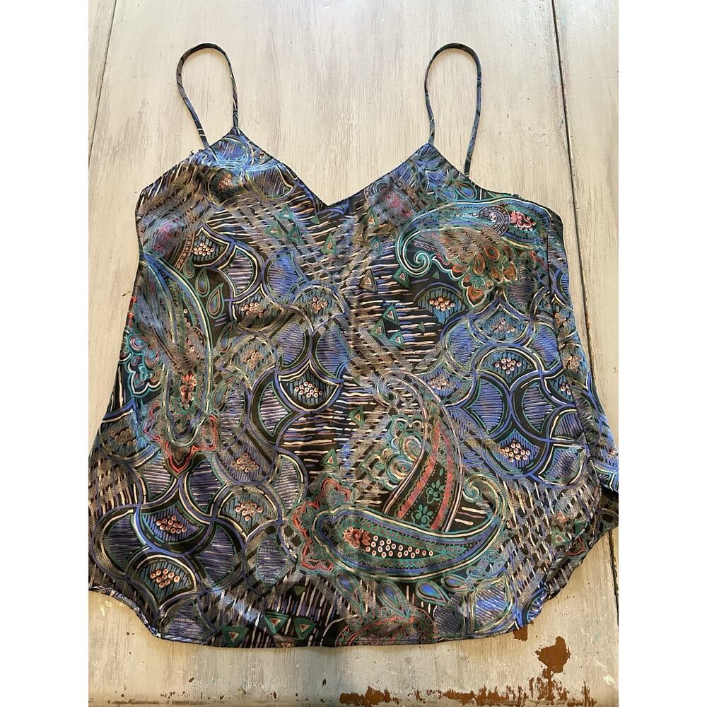 Vtg Kathryn Paisley Jewel Tones Tank Top Y2K Classy Preppy Academia